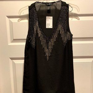 NWT Black H&M Silver Beaded Shift Dress